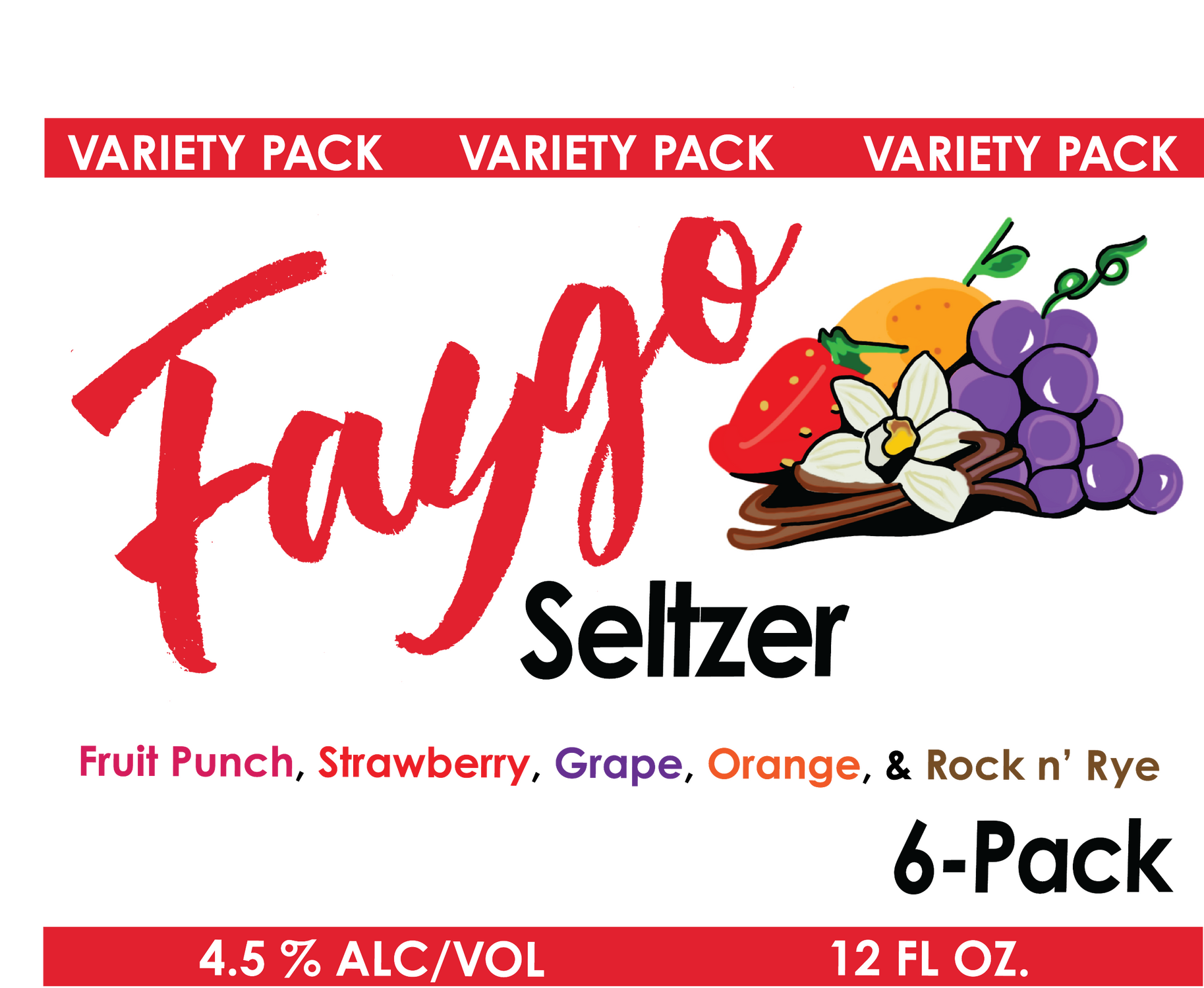 Faygo Seltzer Variety Pack Label (Pack wrap)