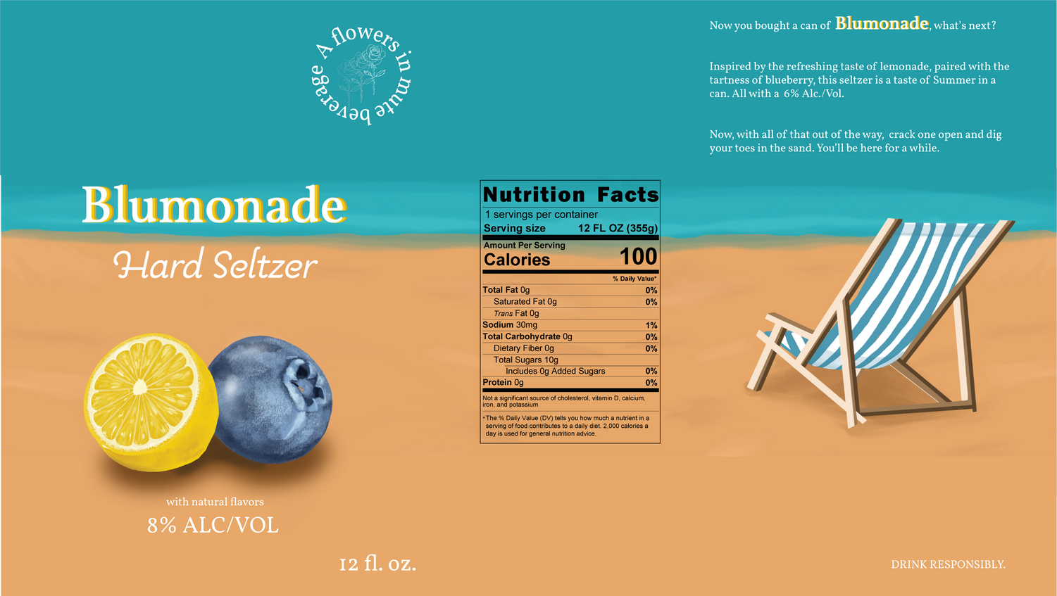 Blumonade Seltzer- full and final can wrap design